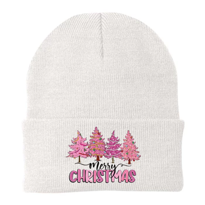 Pink Tree Christmas Knit Cap Winter Beanie