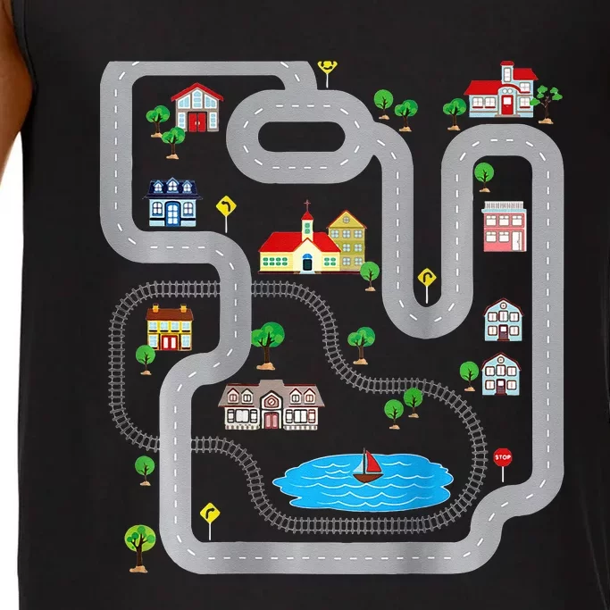 Playmat Train Car Race Track Printed On Back Road Funny Kids Comfort Colors® Tank Top