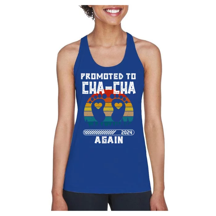 Promoted To Chacha Again Est 2024 Vintage Pregnancy Gift Women's Racerback Tank