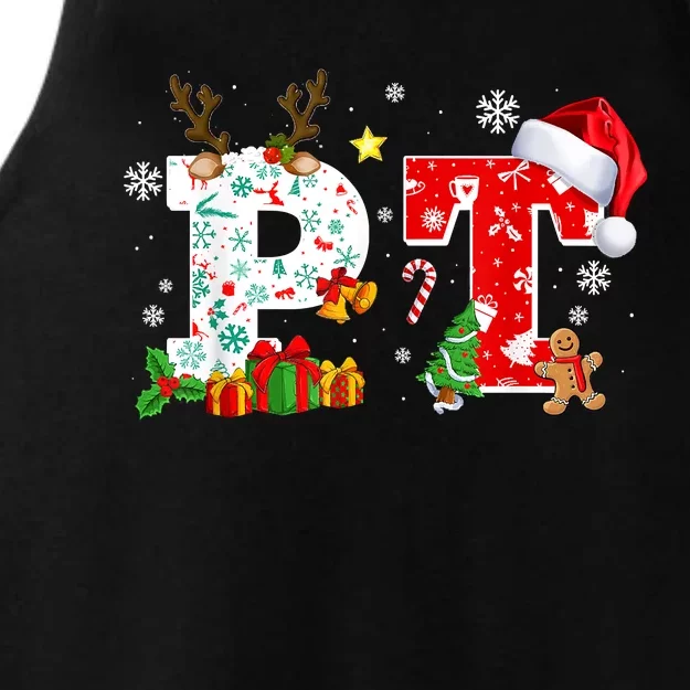 Physical Therapy Christmas Santa Hat PT Therapist Xmas Ladies Tri-Blend Wicking Tank