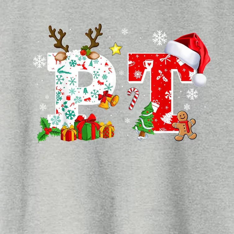 Physical Therapy Christmas Santa Hat PT Therapist Xmas Women's Crop Top Tee