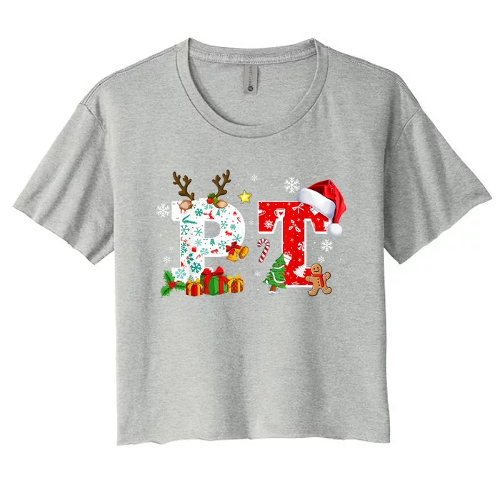 Physical Therapy Christmas Santa Hat PT Therapist Xmas Women's Crop Top Tee