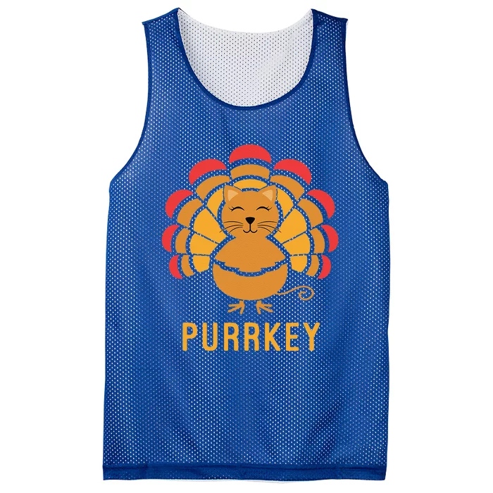 Purrkey Turkey Cat Pun Funny Thanksgiving Cat Lover Mesh Reversible Basketball Jersey Tank