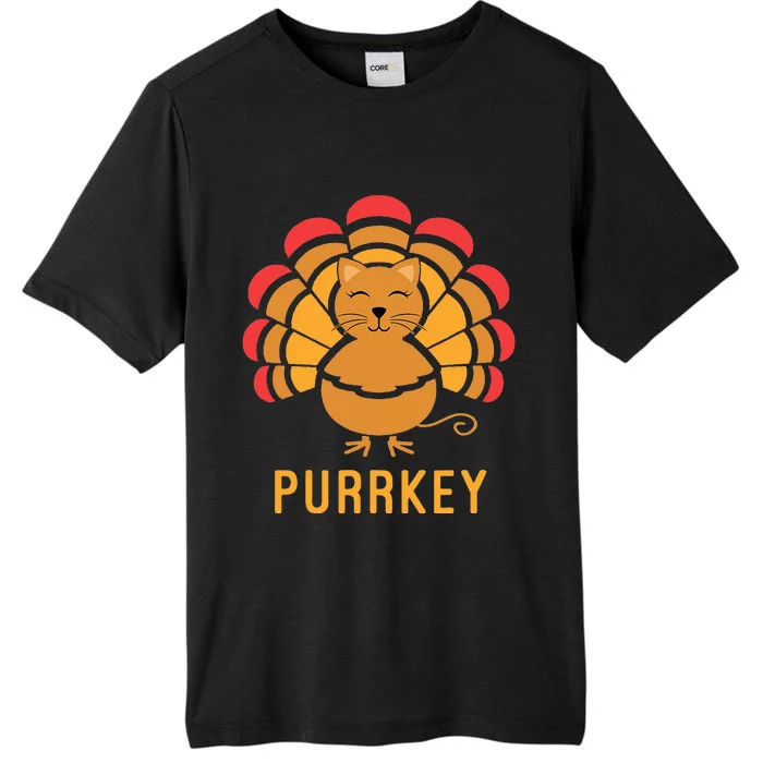 Purrkey Turkey Cat Pun Funny Thanksgiving Cat Lover ChromaSoft Performance T-Shirt