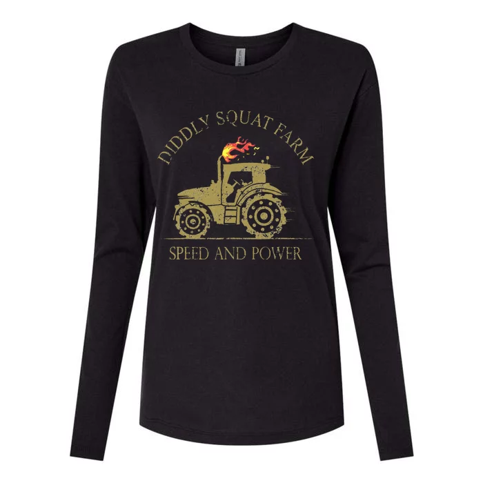 perfect tractor design diddly squat farm speed and power Womens Cotton Relaxed Long Sleeve T-Shirt