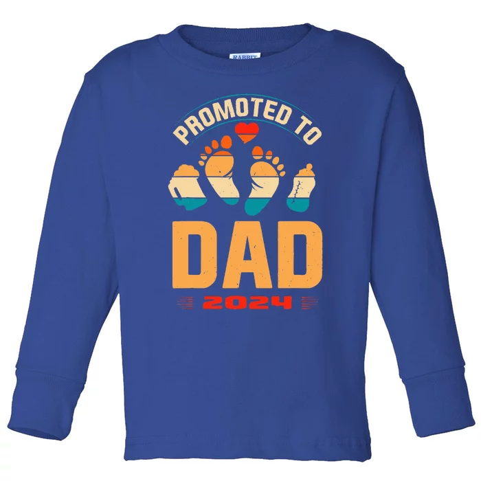 Promoted To Daddy 2024 Soon To Be New Dad Toddler Long Sleeve Shirt