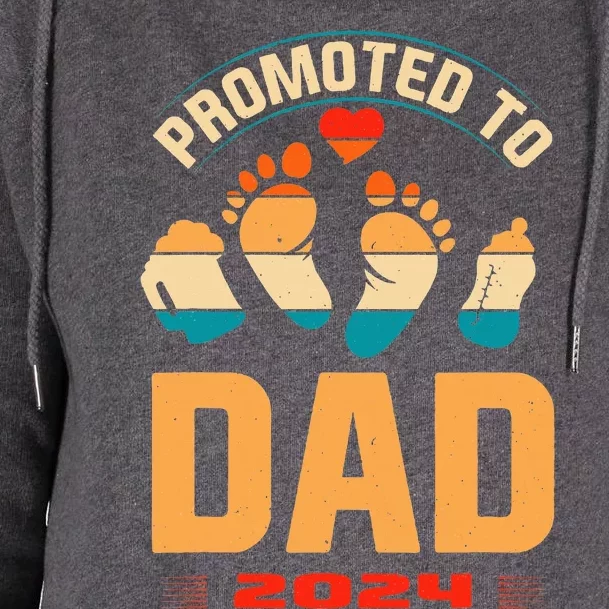 Promoted To Daddy 2024 Soon To Be New Dad Womens Funnel Neck Pullover Hood