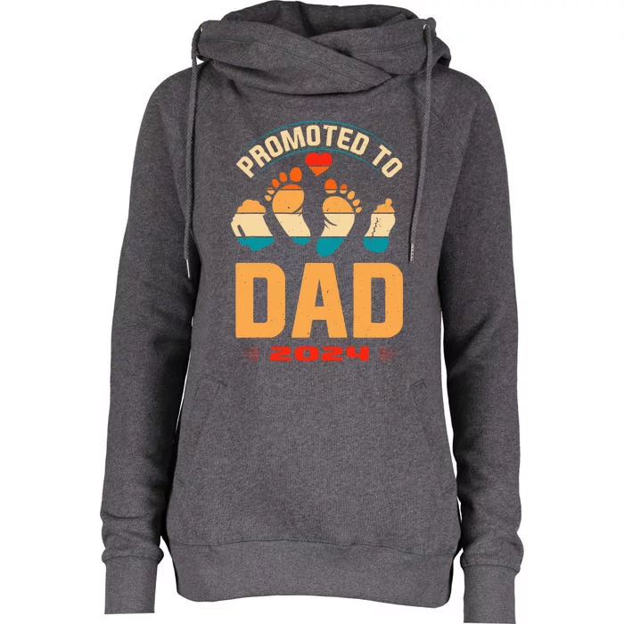 Promoted To Daddy 2024 Soon To Be New Dad Womens Funnel Neck Pullover Hood