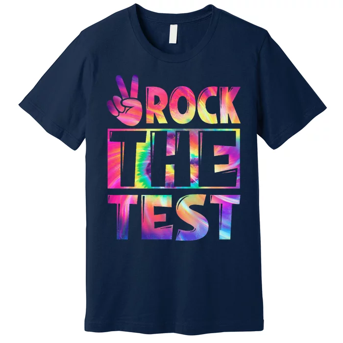 Peace Tie Dye Rock The Test Happy Testing Day Teacher Lover Premium T-Shirt