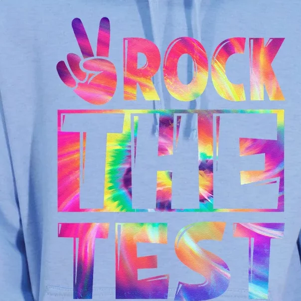 Peace Tie Dye Rock The Test Happy Testing Day Teacher Lover Unisex Surf Hoodie