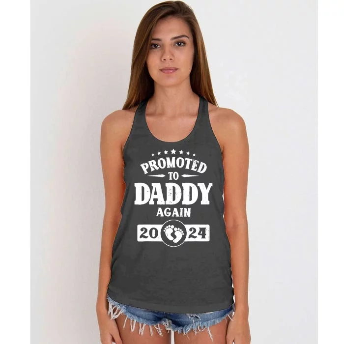 Promoted To Daddy Again Est 2024 Pregnancy Women's Knotted Racerback Tank