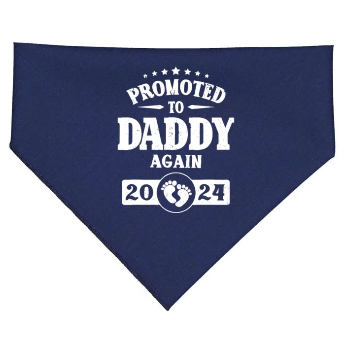 Promoted To Daddy Again Est 2024 Pregnancy USA-Made Doggie Bandana