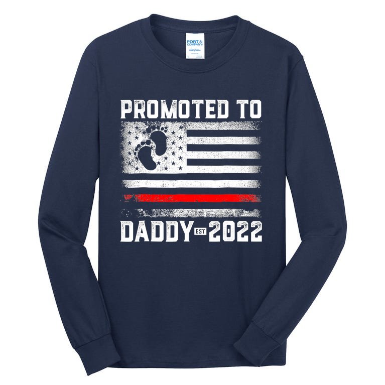 Promoted To Daddy 2022 First Time Fathers Day New Dad Gifts Tall Long Sleeve T-Shirt
