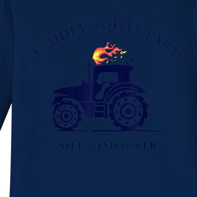 Perfect Tractor Design Diddly Squat Farm Speed And Power Baby Long Sleeve Bodysuit