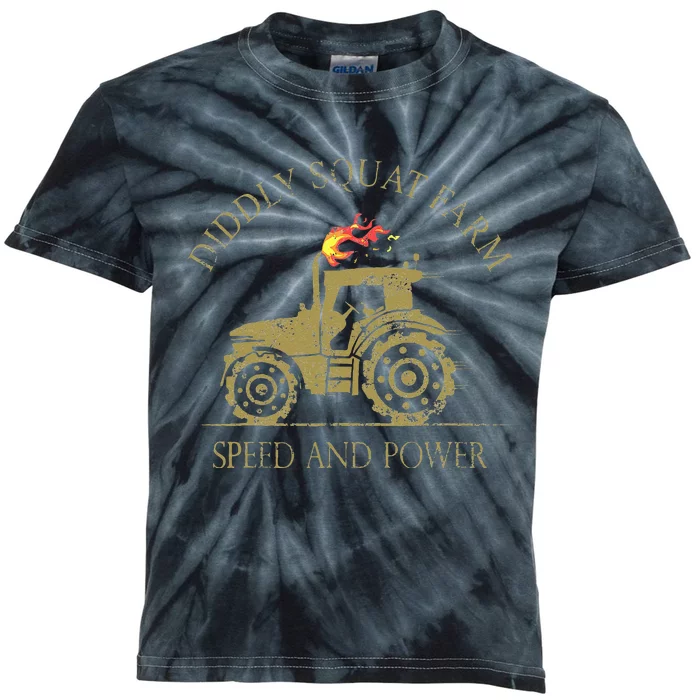 Perfect Tractor Design Diddly Squat Farm Speed And Power Kids Tie-Dye T-Shirt