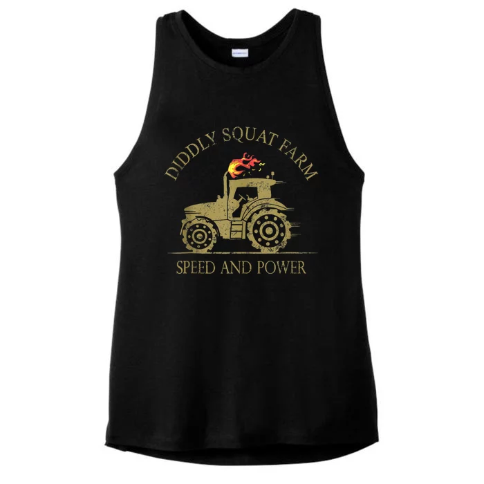 Perfect Tractor Design Diddly Squat Farm Speed And Power Ladies Tri-Blend Wicking Tank