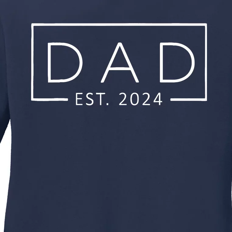 Promoted To Daddy Est 2024 FatherS Day First Time Dad 2024 Ladies Long Sleeve Shirt