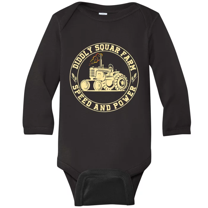 Perfect Tractor Design Diddly Squat Farm Speed And Power Baby Long Sleeve Bodysuit