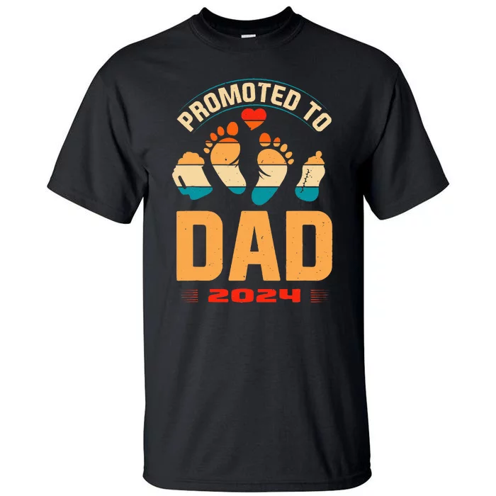 Promoted To Daddy 2024 Vintage Soon To Be New Dad Father Day Tall T-Shirt