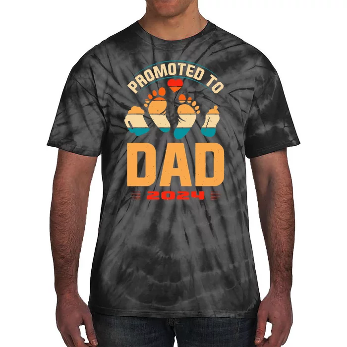 Promoted To Daddy 2024 Vintage Soon To Be New Dad Father Day Tie-Dye T-Shirt