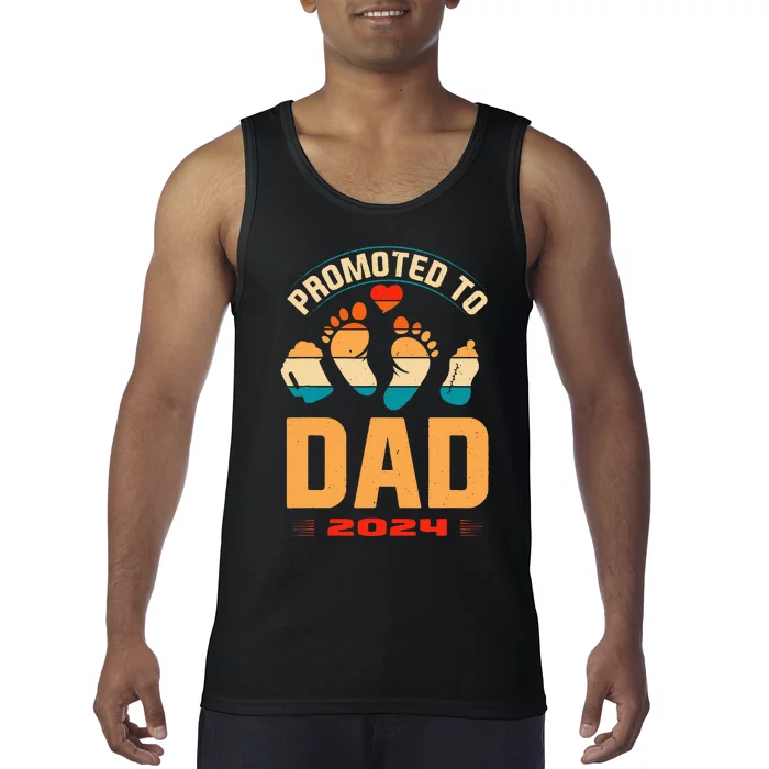 Promoted To Daddy 2024 Vintage Soon To Be New Dad Father Day Tank Top