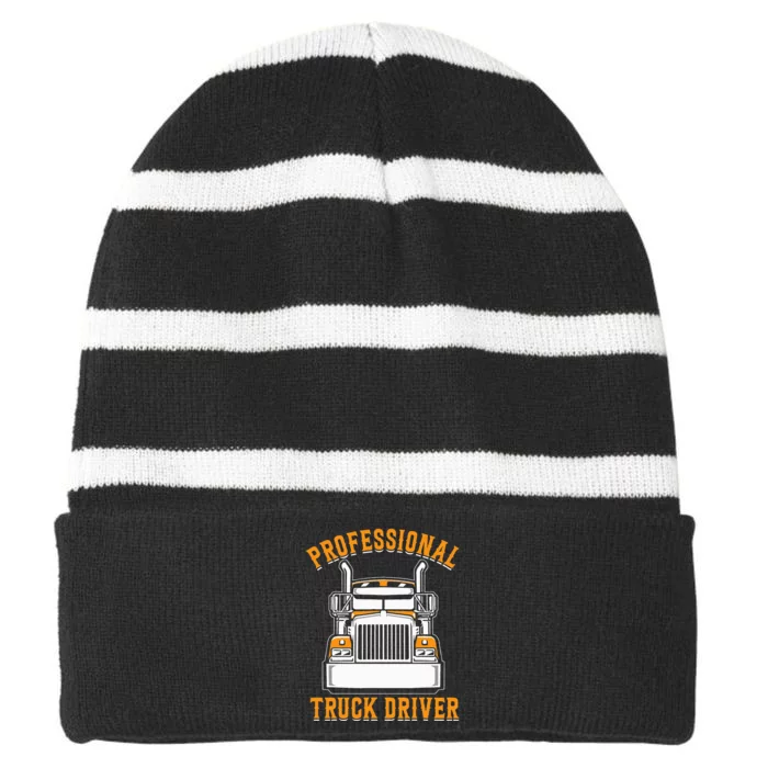 Professional Truck Driver Striped Beanie with Solid Band