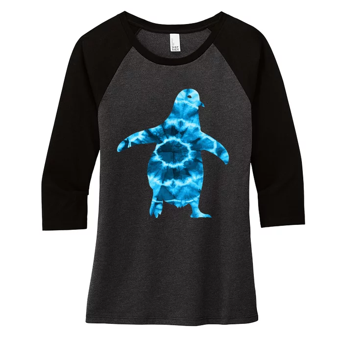 Penguin Tie Dye Pattern Lover Flightless Bird Antarctica Women's Tri-Blend 3/4-Sleeve Raglan Shirt