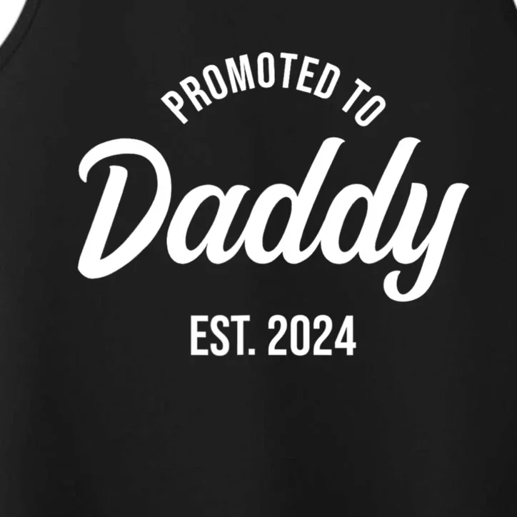 Promoted To Daddy 2024 Funny Humor New Dad Baby First Time Fathers Day Performance Tank