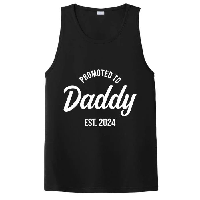 Promoted To Daddy 2024 Funny Humor New Dad Baby First Time Fathers Day Performance Tank