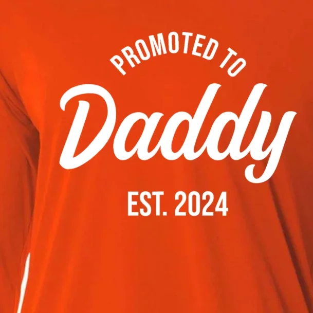 Promoted To Daddy 2024 Funny Humor New Dad Baby First Time Fathers Day Cooling Performance Long Sleeve Crew