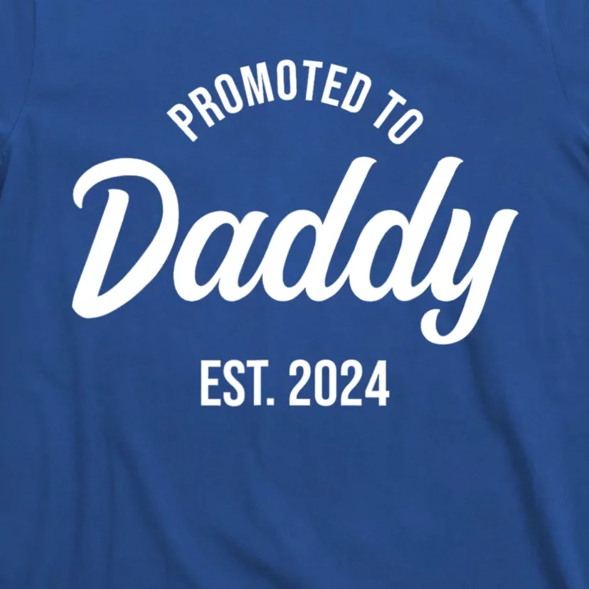 Promoted To Daddy 2024 Funny Humor New Dad Baby First Time Fathers Day T-Shirt