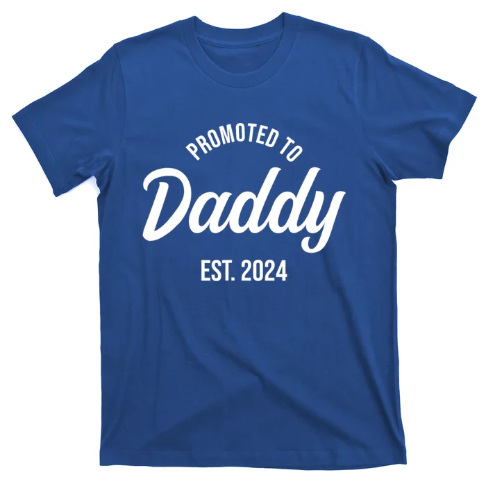 Promoted To Daddy 2024 Funny Humor New Dad Baby First Time Fathers Day T-Shirt