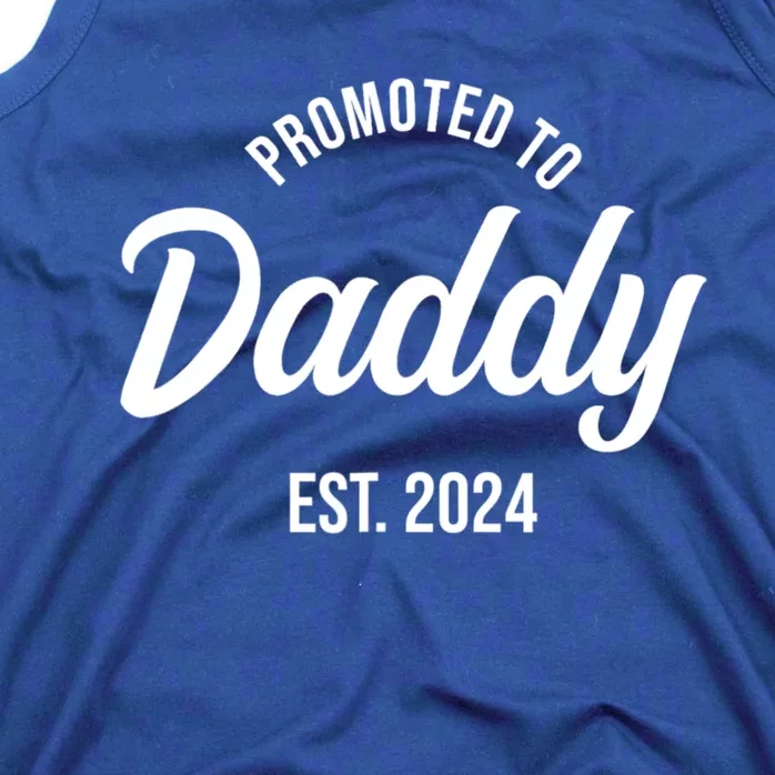 Promoted To Daddy 2024 Funny Humor New Dad Baby First Time Fathers Day Tank Top