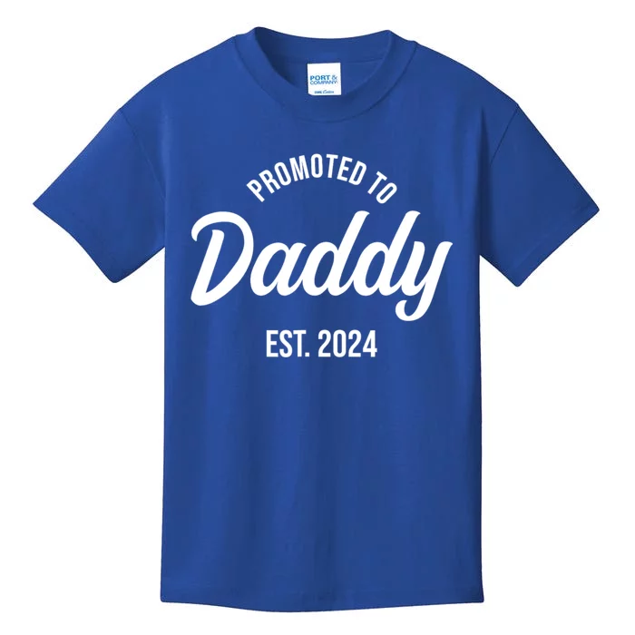 Promoted To Daddy 2024 Funny Humor New Dad Baby First Time Fathers Day Kids T-Shirt