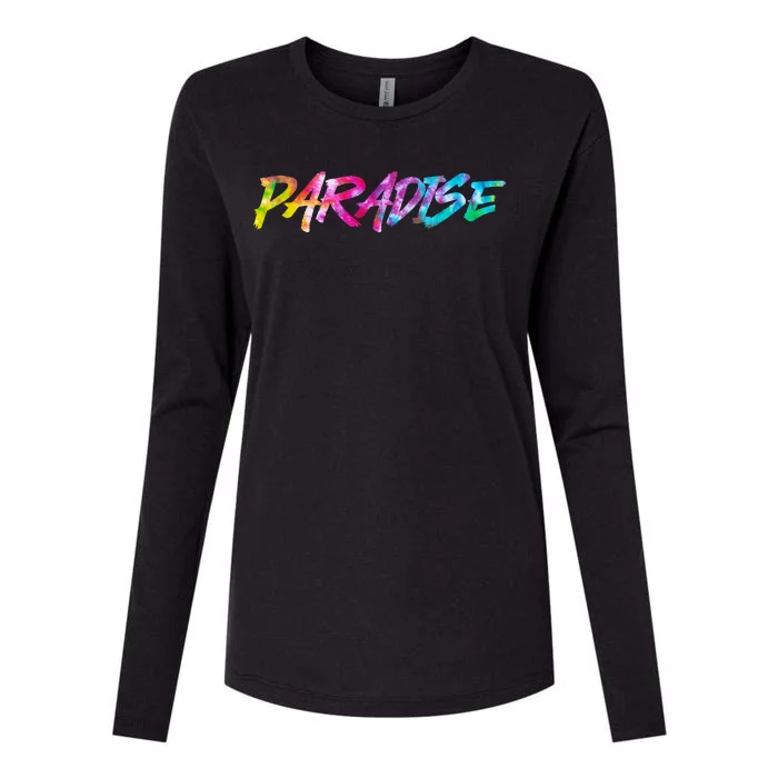 Paradise Tie Dye Colors Womens Cotton Relaxed Long Sleeve T-Shirt