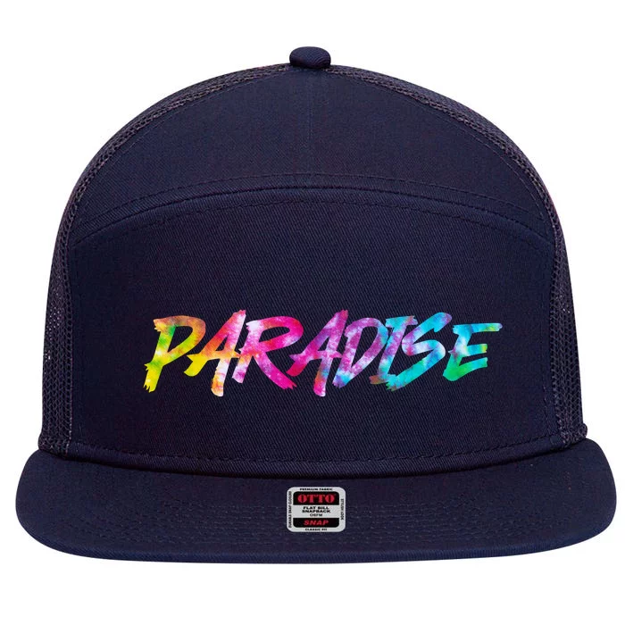 Paradise Tie Dye Colors 7 Panel Mesh Trucker Snapback Hat