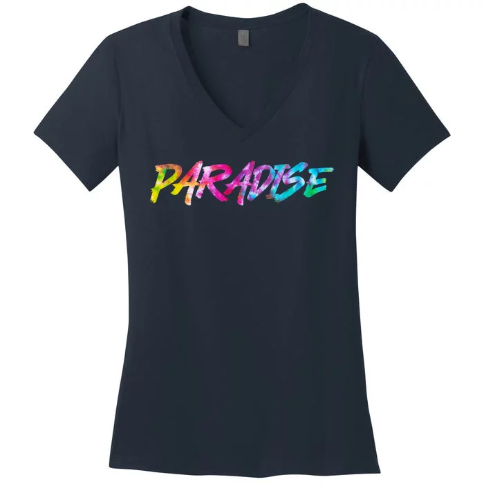 Paradise Tie Dye Colors Women's V-Neck T-Shirt