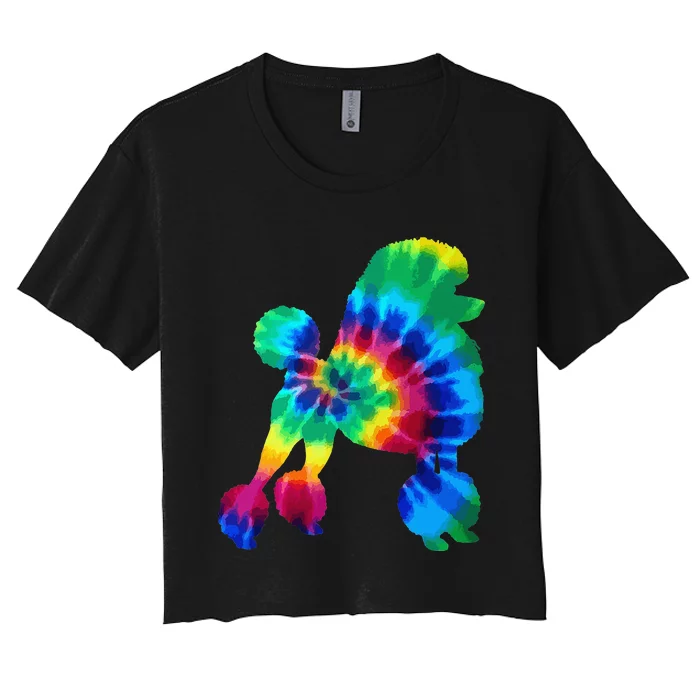 Poodle Tie Dye Vintage Hippie Dog Mom Dad Poodle Women's Crop Top Tee