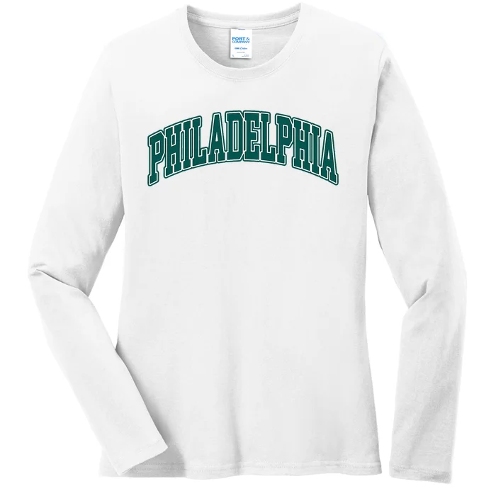 Philadelphia Throwback Design Print Classic Ladies Long Sleeve Shirt