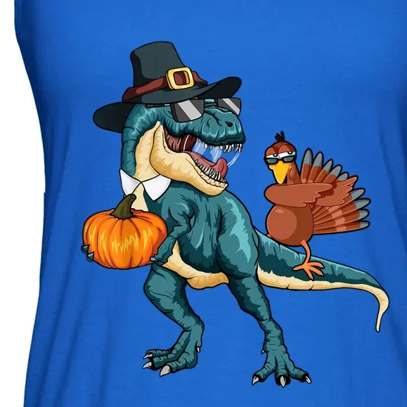 Pumpkin TRex Dabbing Turkey Thanksgiving Family Funny Gift Meaningful Gift Ladies Essential Flowy Tank