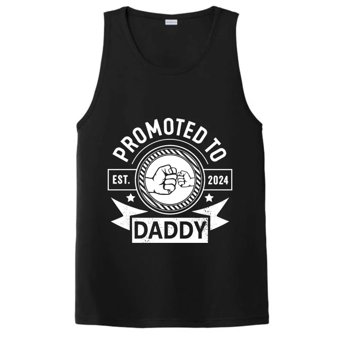 Promoted To Daddy Est 2024 Soon To Be Daddy Funny Pregnancy Announcement Performance Tank