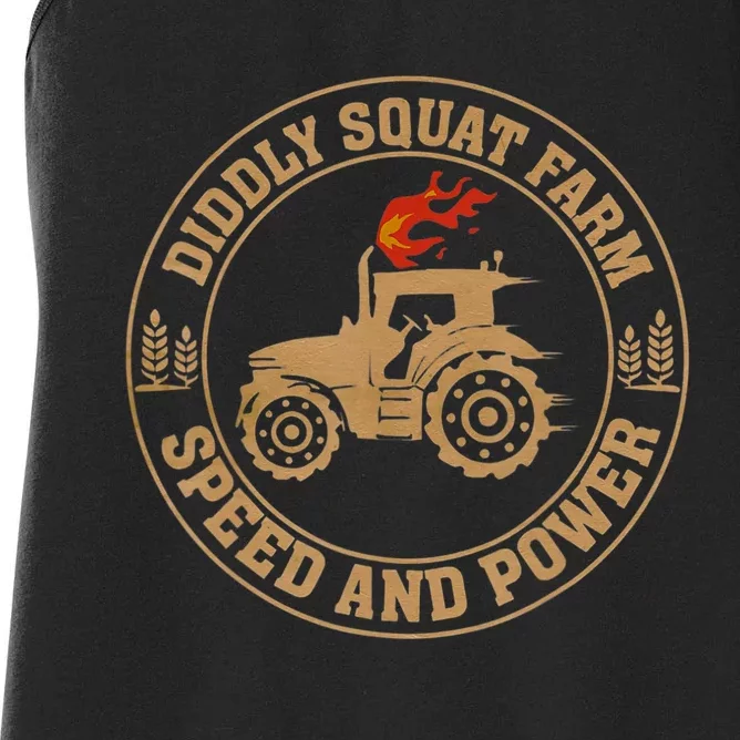 Perfect Tractor Design Diddly Squat Farm Speed And Power Women's Racerback Tank