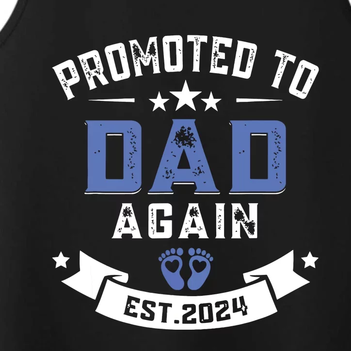 Promoted To Dad Again 2024 New Dad Fathers Day Performance Tank