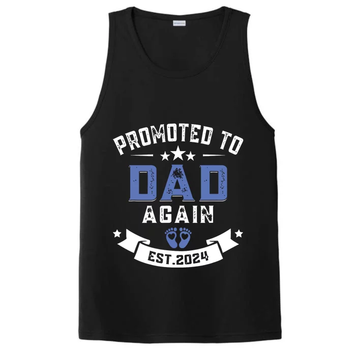 Promoted To Dad Again 2024 New Dad Fathers Day Performance Tank