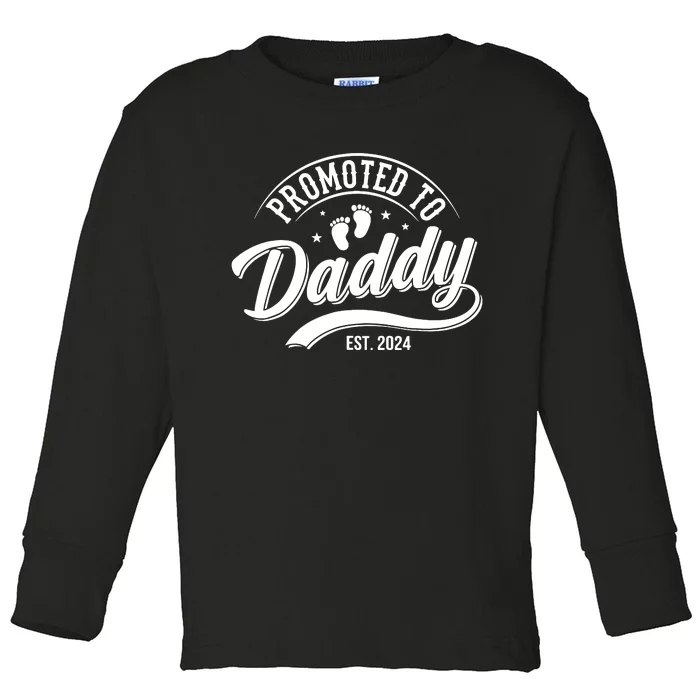 Promoted To Dad Est 2024 Soon To Be Dad Toddler Long Sleeve Shirt