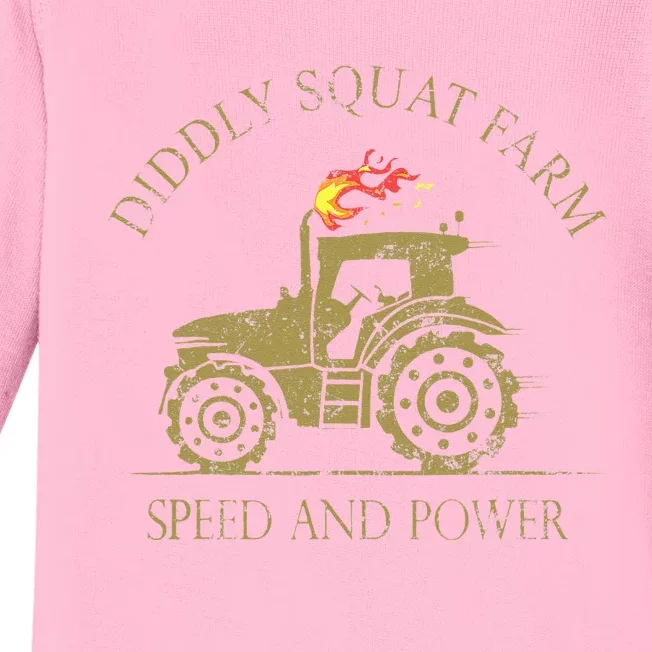 Perfect Tractor Design Diddly Squat Farm Speed And Power Baby Long Sleeve Bodysuit