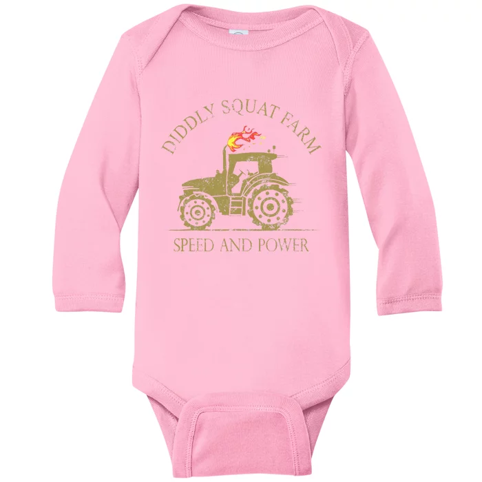 Perfect Tractor Design Diddly Squat Farm Speed And Power Baby Long Sleeve Bodysuit