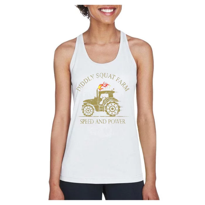 Perfect Tractor Design Diddly Squat Farm Speed And Power Women's Racerback Tank