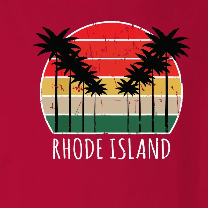 Palm Tree Distressed Rhode Island Beach Sunset Design Toddler Long Sleeve Shirt