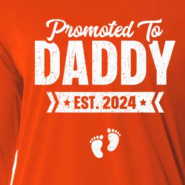 Promoted To Daddy Est. 2024 Baby Gift For New Daddy Cooling Performance Long Sleeve Crew